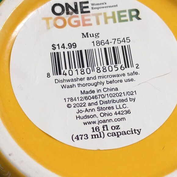 NWT One together Multiple Faced Yellow Mug Cottagecore Countrycore Kitsch - Picture 6 of 6